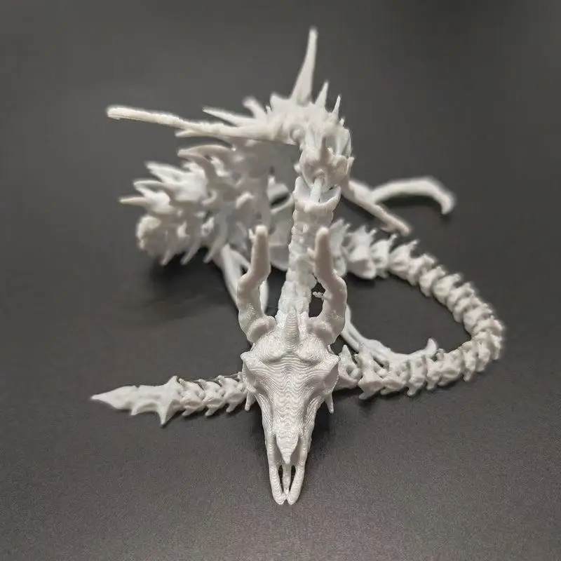 Gothic 3D Printed Dragon Skeleton Model Punk Black Dragon's Bone Figurer Desktop Ornaments Home