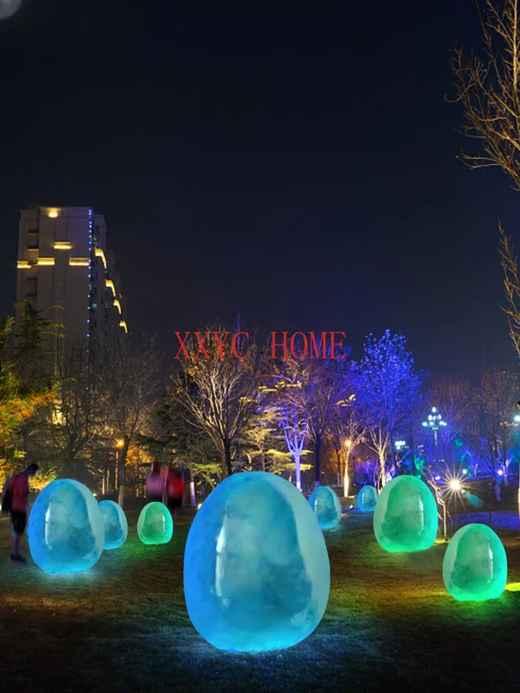 Luminous Sound Colorful Dinosaur Egg Kinder Joy Outdoor Square Scenic Spot Park Lawn Landscape Lamp