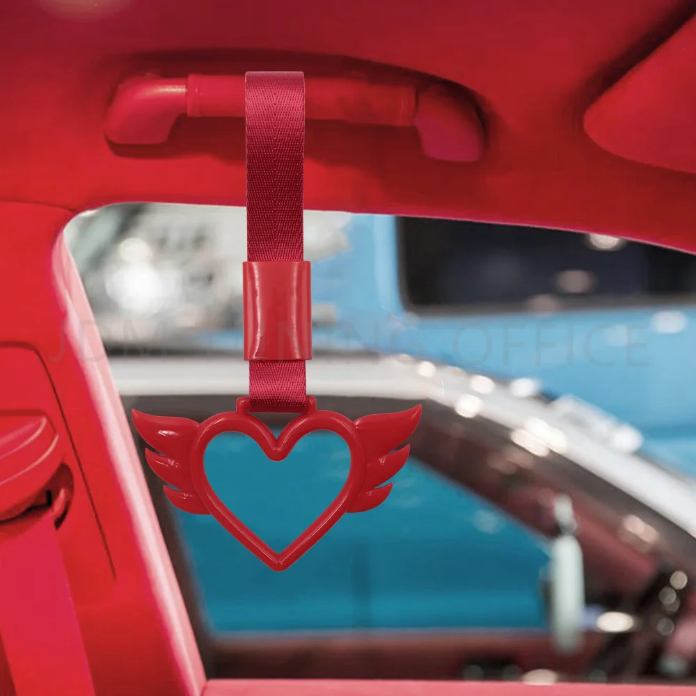 Heart Wing Tsurikawa Ring Heart JDM Train Bus Handle Hand Strap Styling Drift Charm Strap Drift Auto Accessories Car Strap