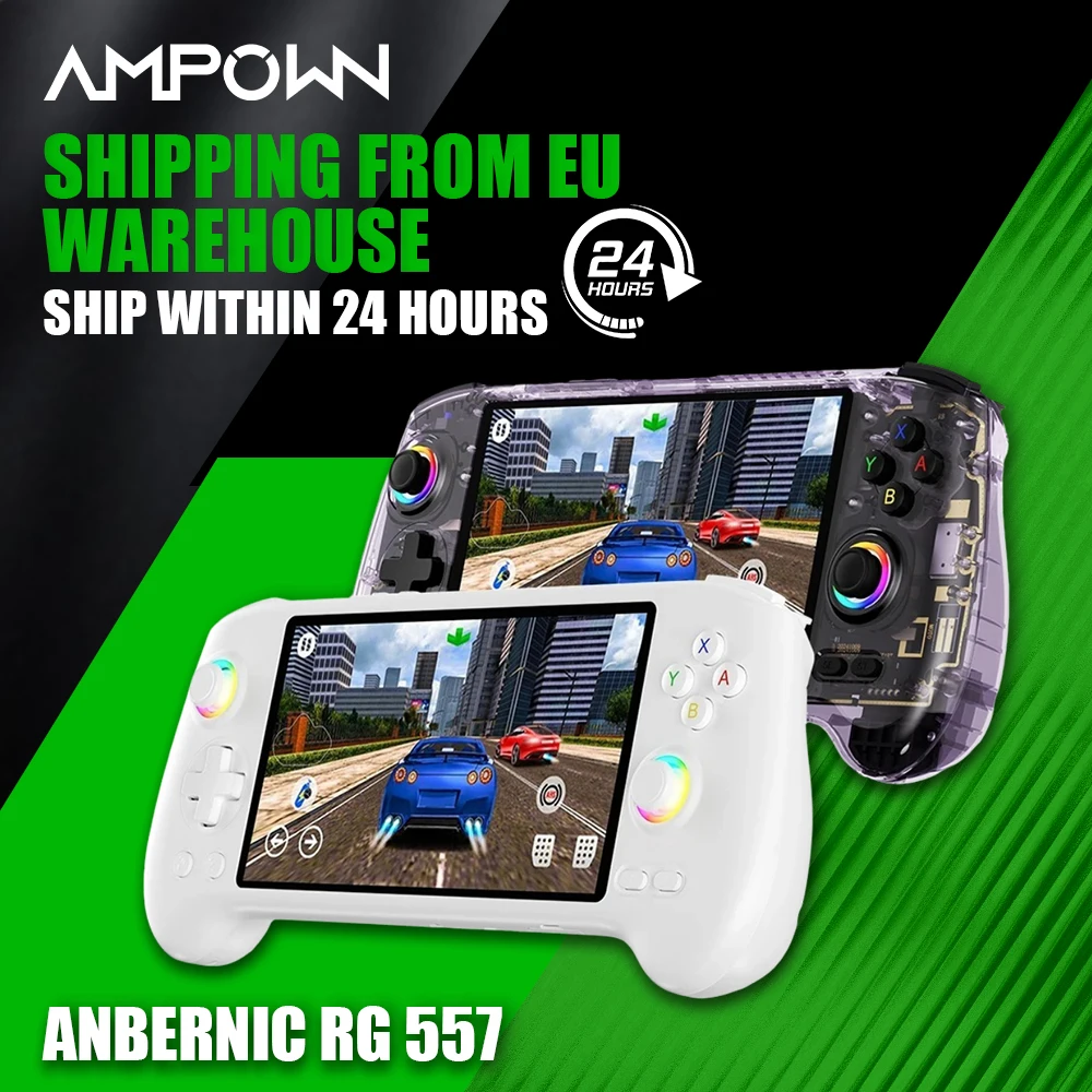 AMPOWN ANBERNIC RG557 lecteur de Console de jeu Portable avec écran AMOLED 5.48 ''jeu vidéo rétro Android 14 entrepôt ue
