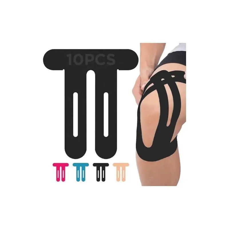10Pcs Pre-cut Knee Athletic Tape Waterproof Breathable Kinesiology Tape Sports Muscle Support Sticker for Knee Joint Protection
