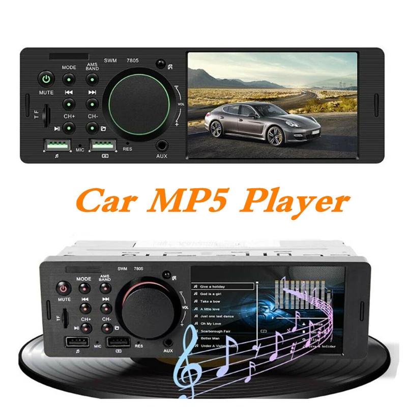 

4.1Inch 1 Din Car Multimedia Player Radio Touch Screen Bluetooth Audio Stereo MP5 Player FM Receiver Remote Control AUX/USB/TF