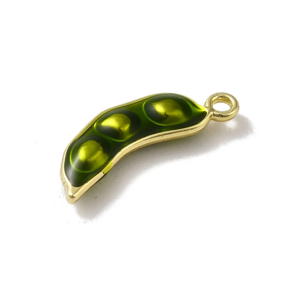 20Pcs Pea Eggplant Aloy Enamel Pendants 3D Vegetable Dangle Charms For DIY Handmade Jewelry Making Necklace Accessories