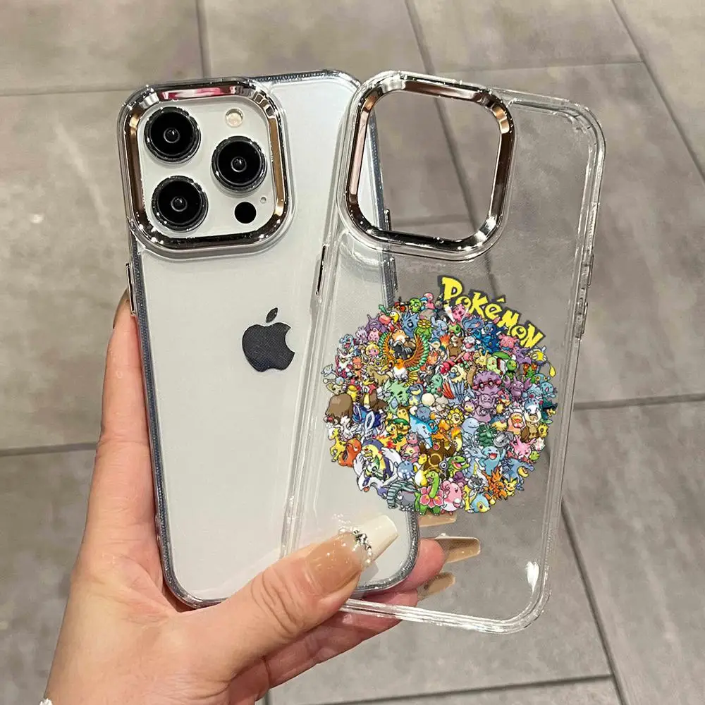 

Cute Cartoon P-Pokemon Collection Transparent shell Phone Case For iPhone 17 16 15 14 13 Pro Max HYBXAXC Y2K Transparent Cover