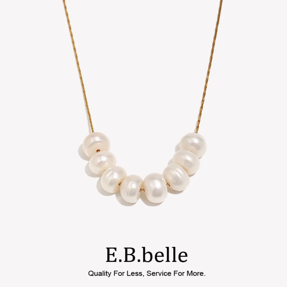 E.B.belle 2026 Neue Elegante Y2K Accessoires Süßwasserperlen-Charm-Anhänger Halskette Edelstahl Wasserdichte Kette für Damen