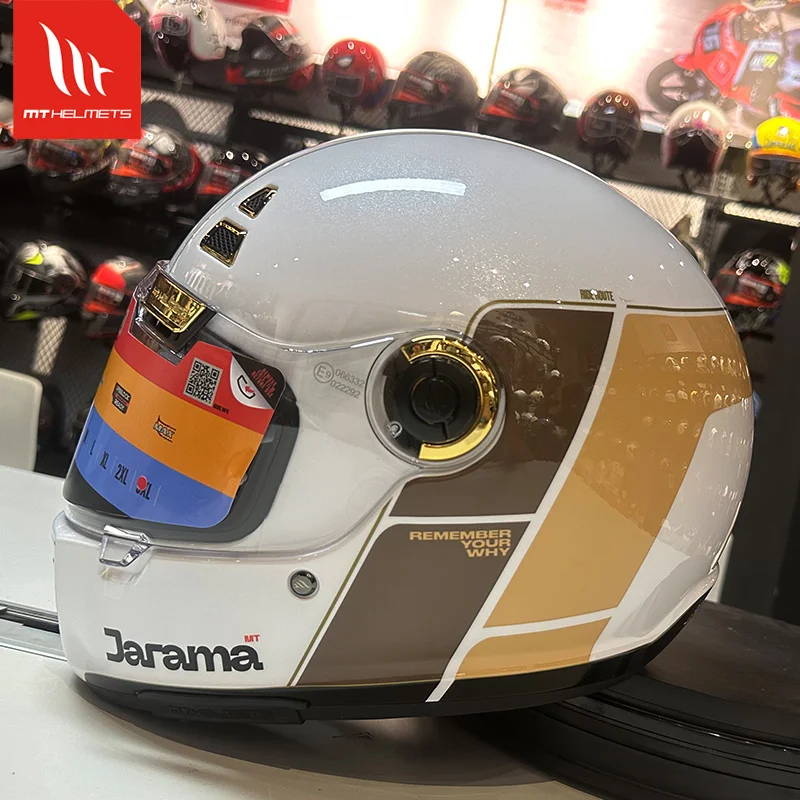 MT JARAMA Vintage Motorcycle Full Face Helmet Racing Helmets Can Be Installed Bluetooth Four Seasons Helmet ECE DOT Approved 