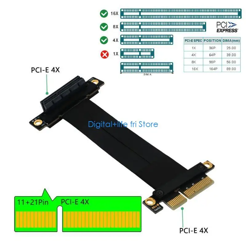 

E06D Pci Express Extension Cable Pci-e Card Pci E to Pcie Extender Flexible Pc