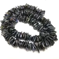 16 inches 5-8mm Black Center Drilled Keshi Baroque Pearls Loose Strand