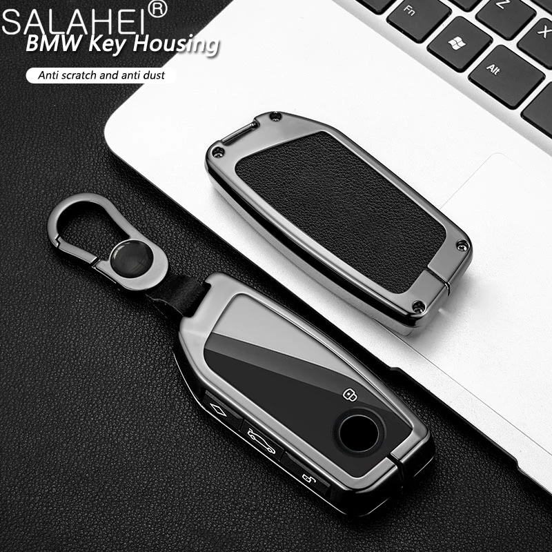 Zinc Alloy Leather Car Key Cover Case Shell Fob Protector For BMW Series 7 735i 740Li X7 X1 U11 2023 I7 G07 LCI XM Accessories