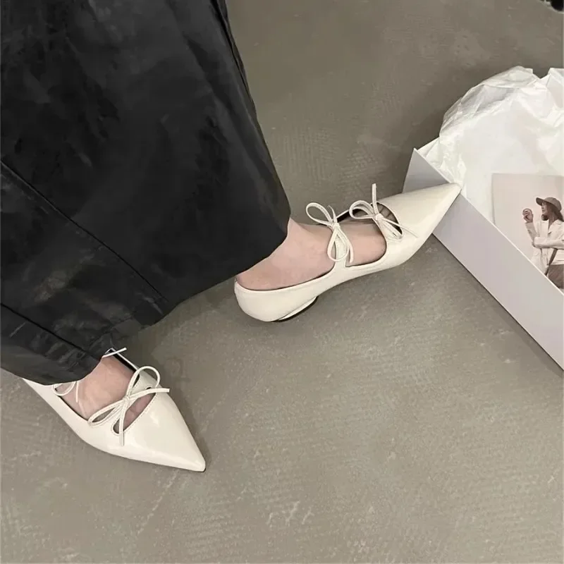 2024Shoes Woman Comfortable and Elegant Bow-Knot Casual Female Sneakers Pointed Toe Increas Height Soft Low Heels Oxfords Plat