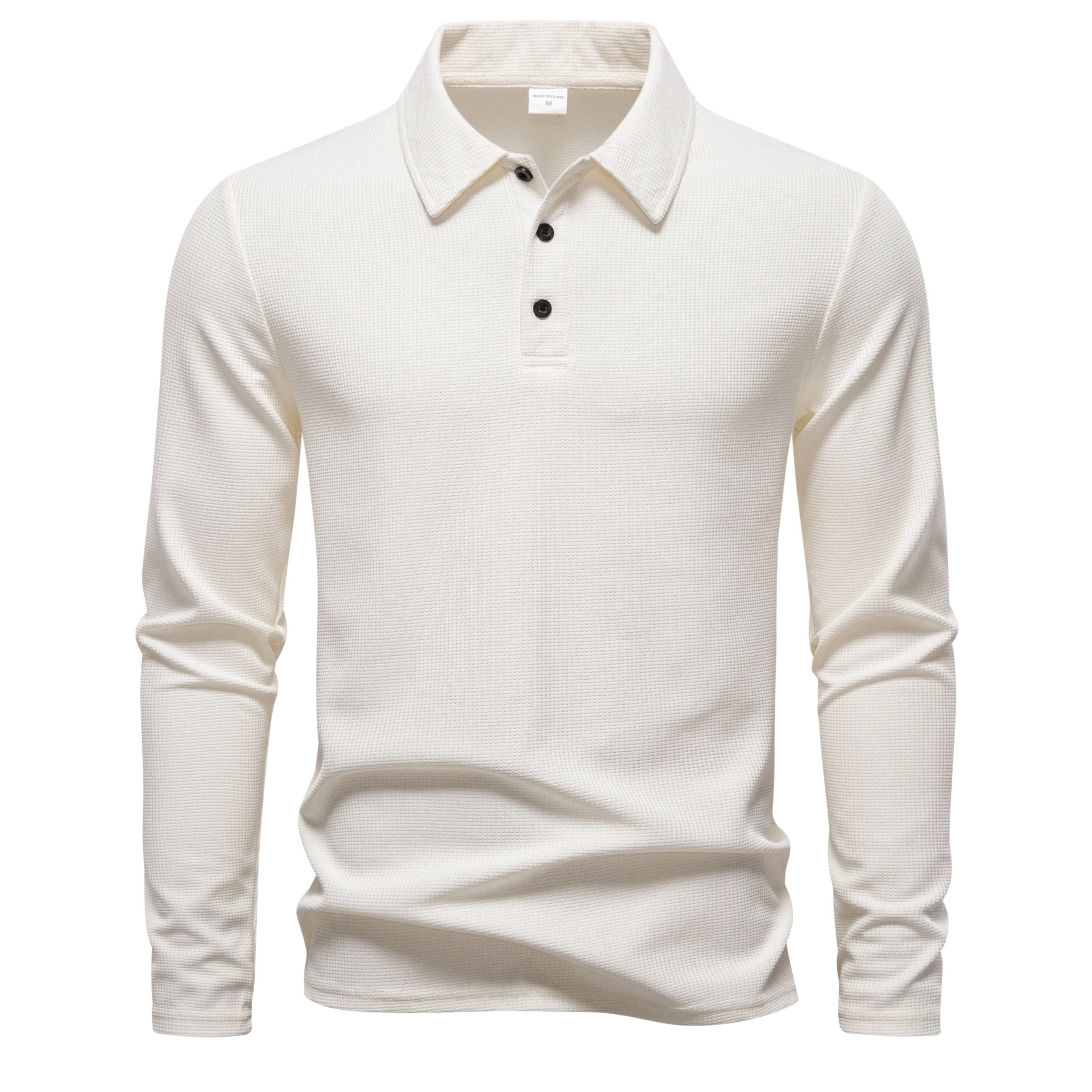 2026 Hot البيع الرجال الصيف عادية تنفس مريحة قميص بولو الرجال بلون عالية الجودة طويلة الأكمام تي شيرت #4