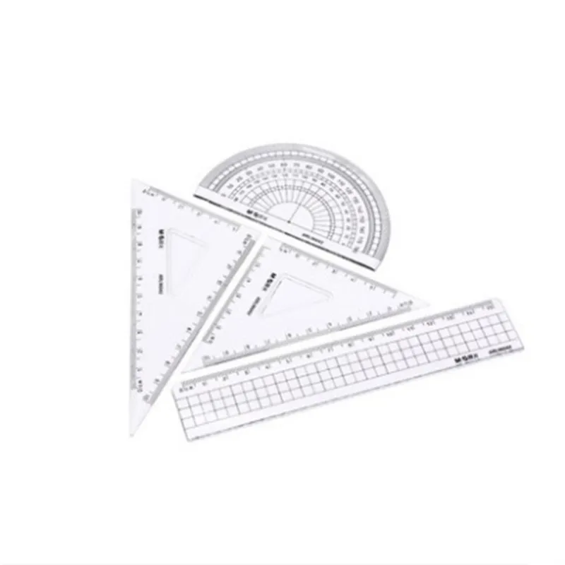 4pcs/set Students Drawing School Supplies Set Square Triangle Ruler Plastic