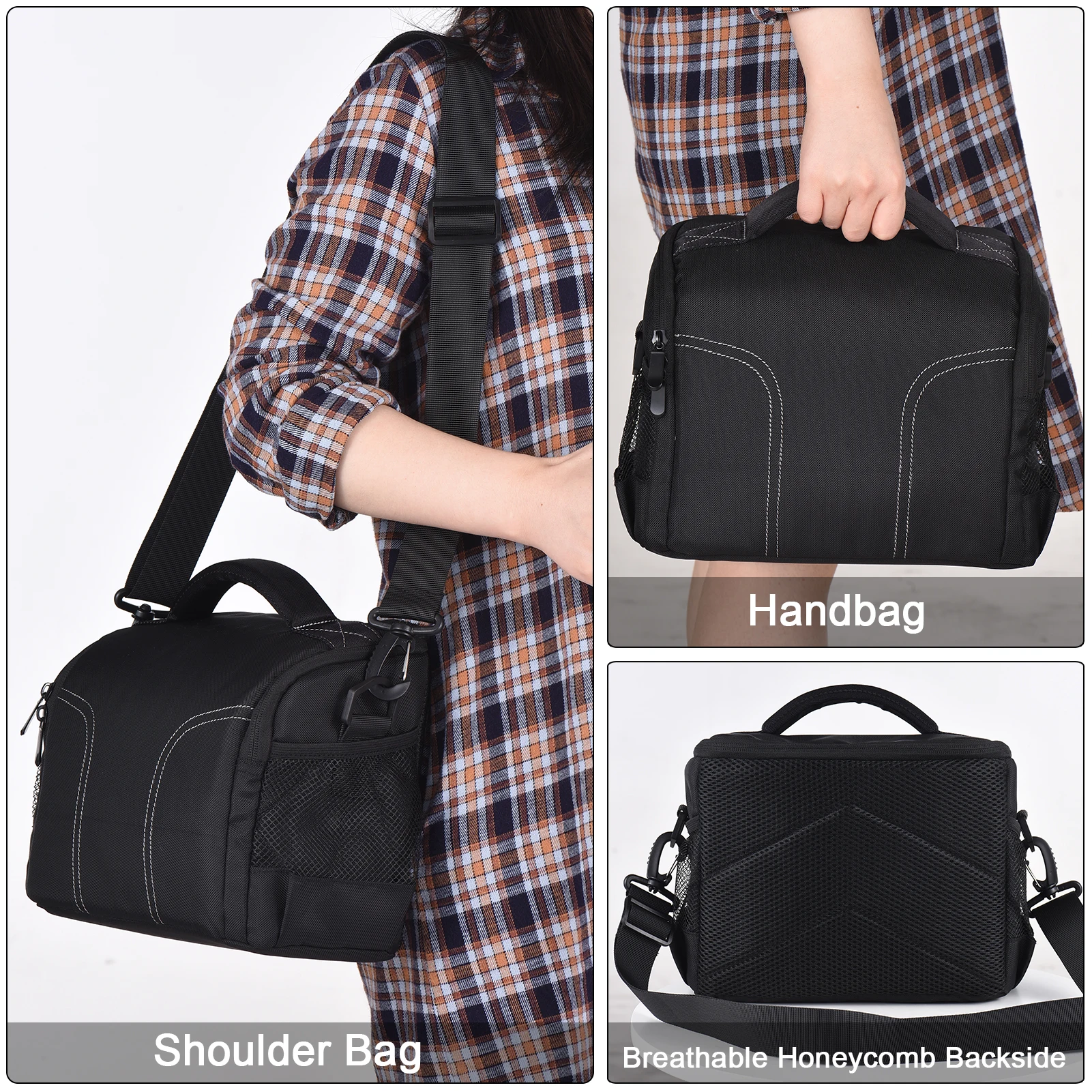 IN US Padded Camera Bag Shoulder Bag Water-proof Camera Case for DSLR/SLR/Mirrorless Camera Case with Removable Dividers