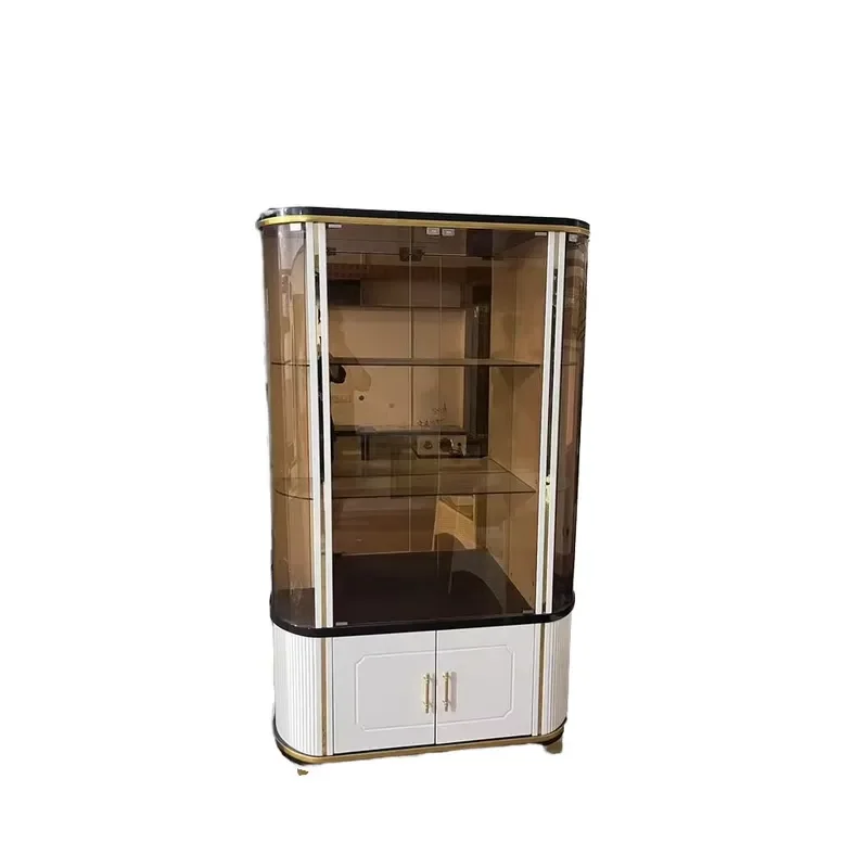 Elegant High Quality Wine Rack   Display HDF Storage Cabinet Lacquer Piano Glass Advanced Showcase for Living