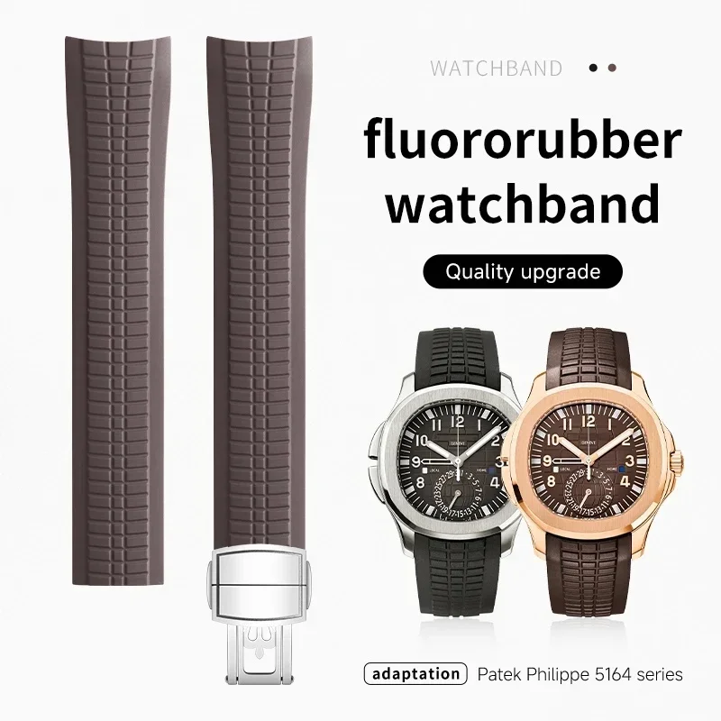 20mm FKM Fluororubber Strap for IWC Pilot Portofino Mark XVIII Brown Coffee Deployment Clasp Men Sport Replacement Watch Band