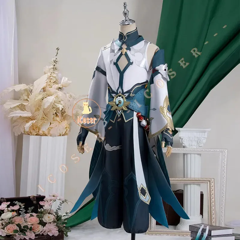 Disfraz de Cosplay de 5 estrellas Dan Heng Imbibitor Lunae, peluca Honkai Star Rail, uniforme, tocado, pendientes, Astral Express, accesorio de Halloween para hombres