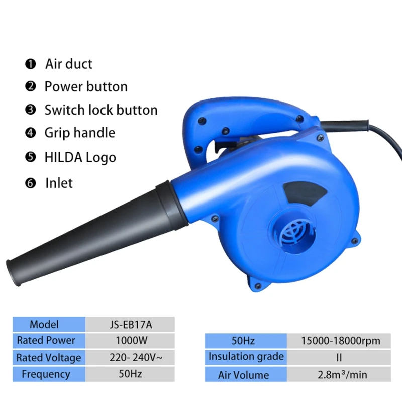 Electric Leaf Blower, Computer Dust Collector, Air Blower, 2 in 1, 1000W, 220V