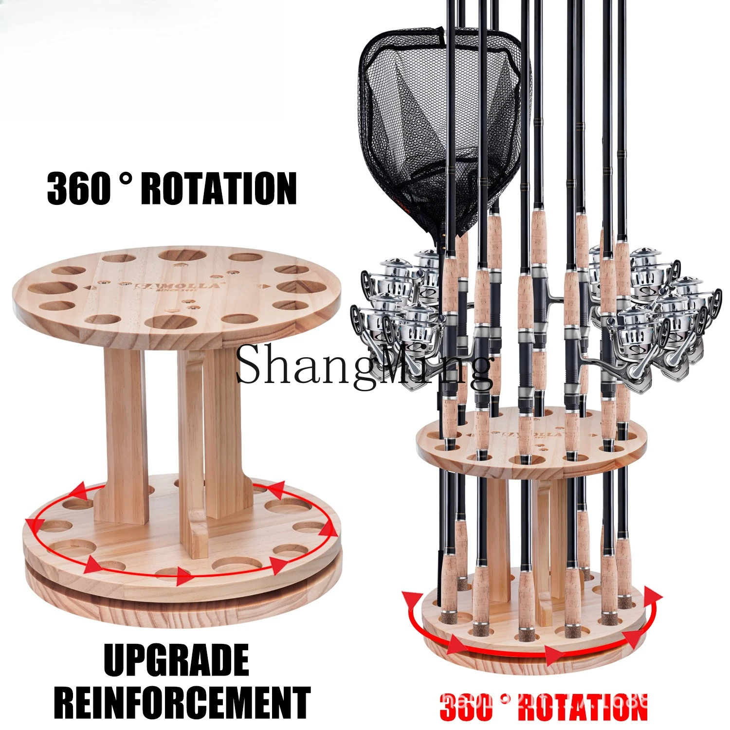

CL new wooden fishing rod storage rack Luya rod rack display Household fishing rod