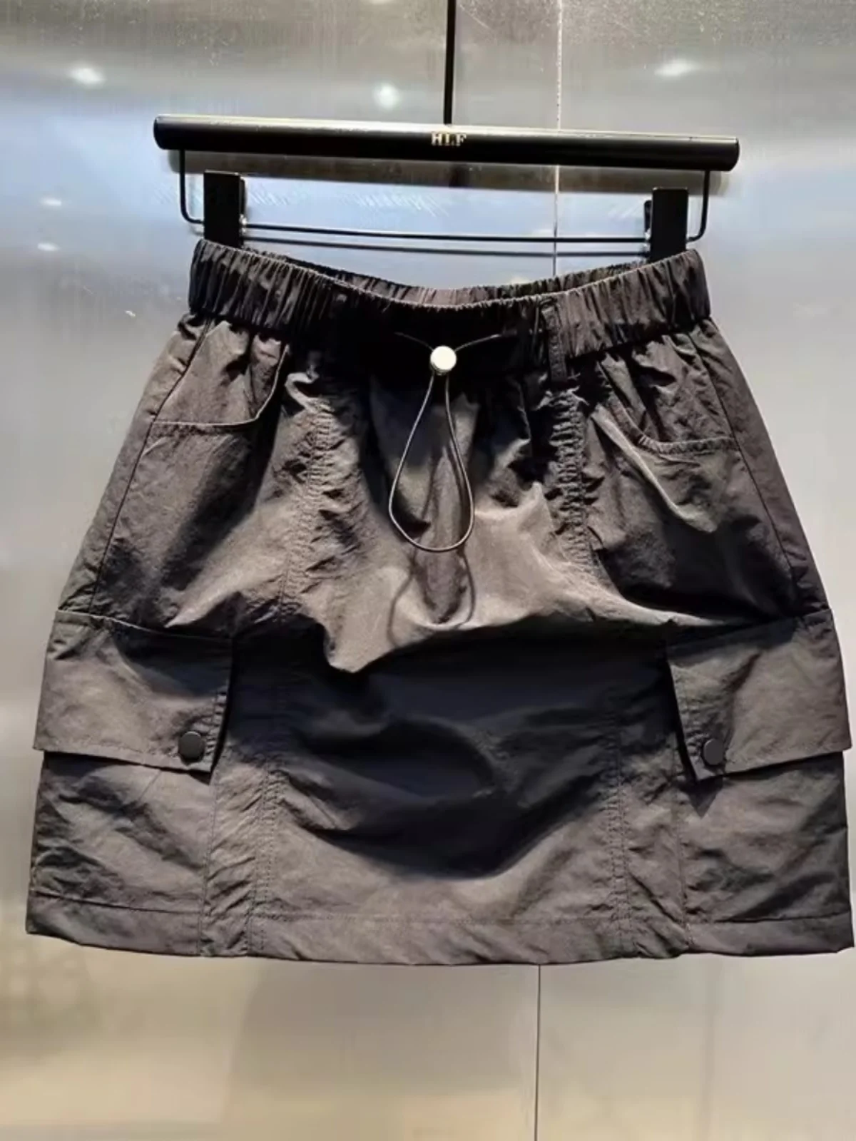 

Летняя тонкая юбка трапециевидной формы, женская повседневная рабочая одежда, юбка с несколькими карманами и эластичной резинкой на талии, антилегкая