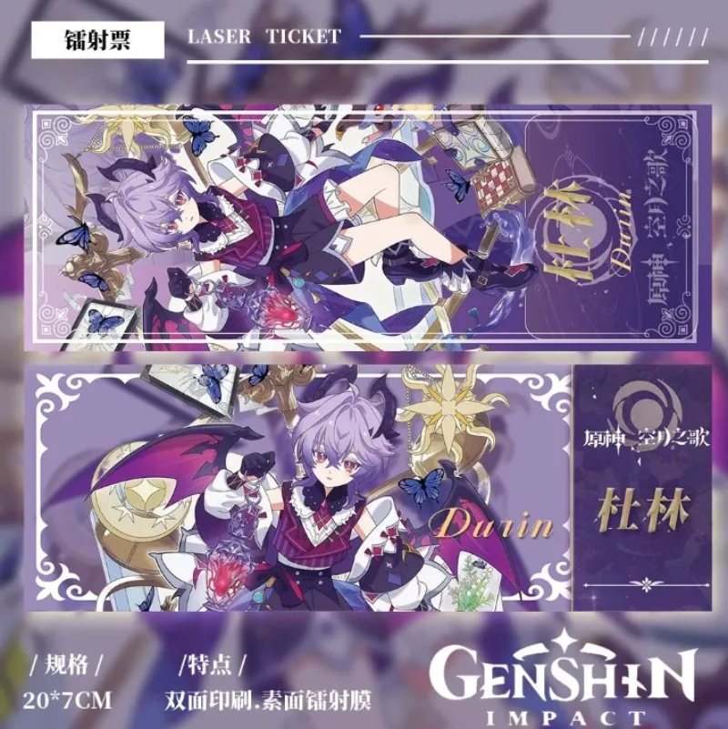 أنيمي جينشين تأثير دورين تأثيري قلادة المفاتيح اللوحة الاكريليك حامل شارة الليزر تذكرة الدائمة علامة ورقة ملونة #3