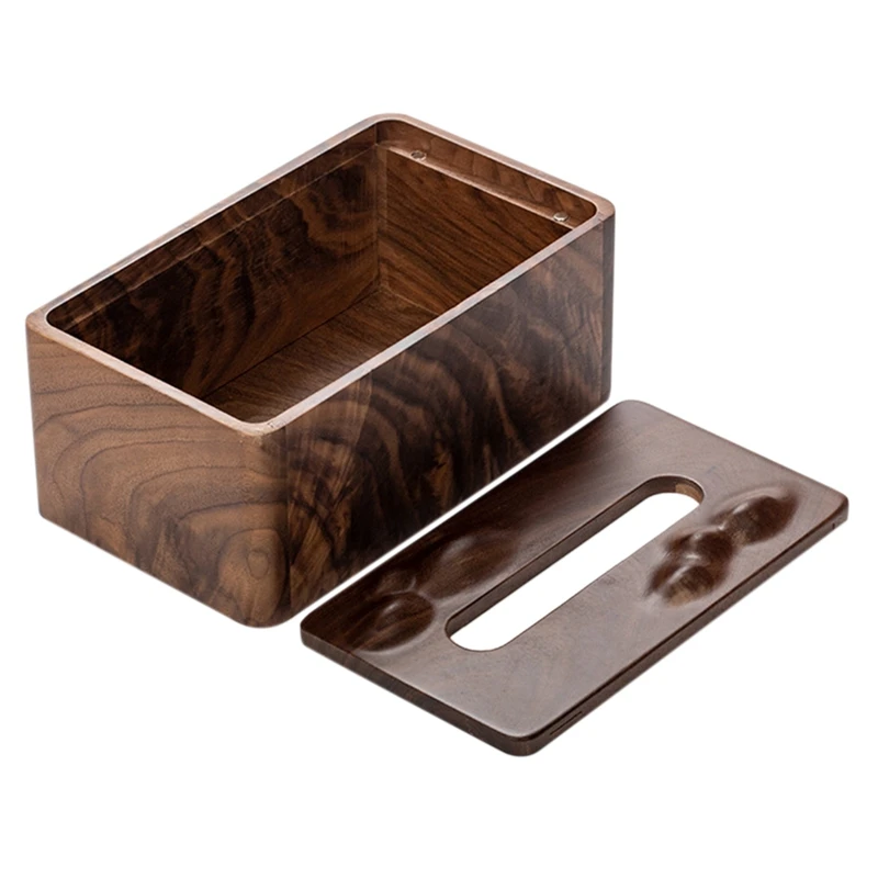 Nordic Creative Black Walnut Paper Box,Solid Wood Tissue Box,Japanese Living Room Wooden Multifunctional Storage Box