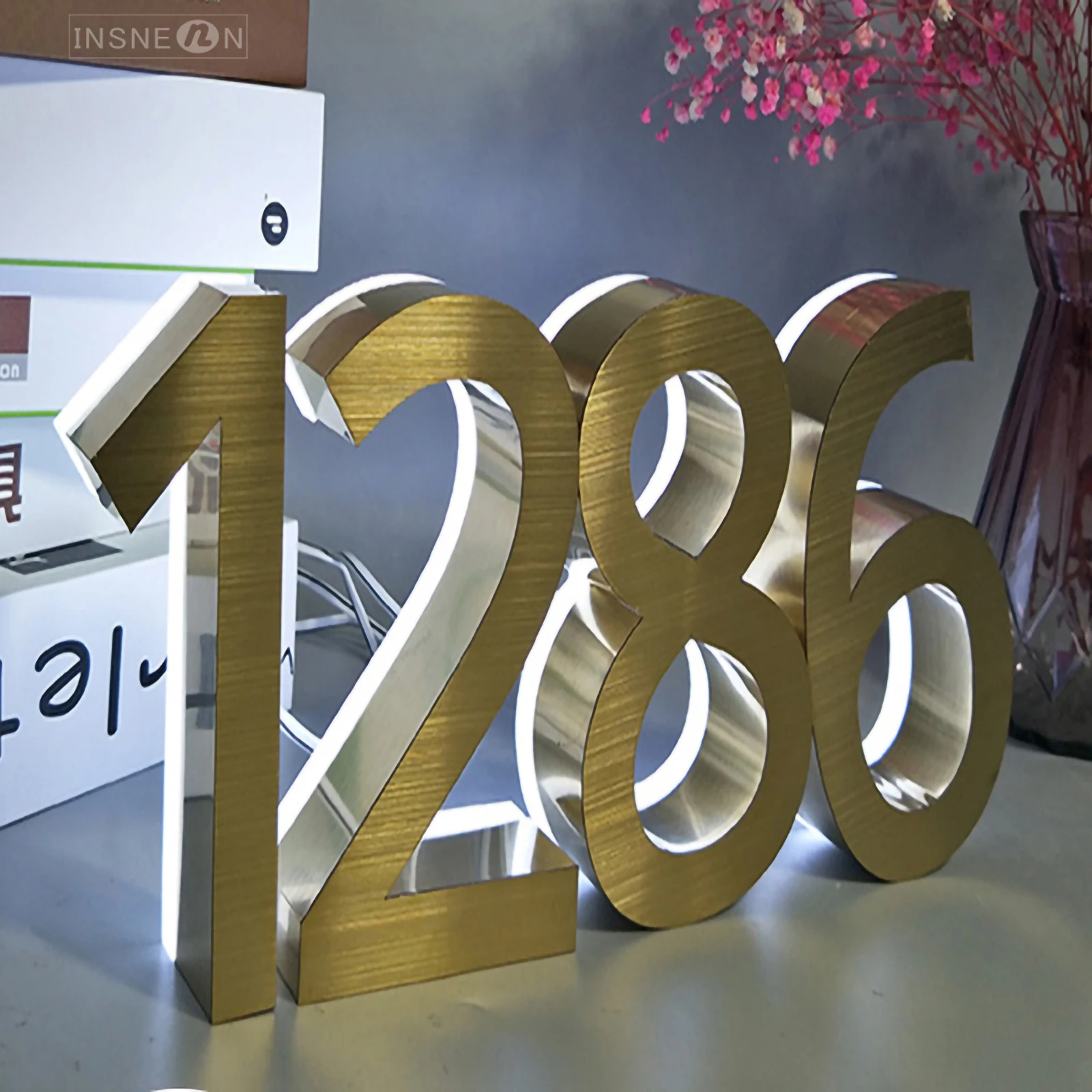 Illuminated Home Number Backlit Halo House Number Outdoor Led Lettering Decor Metal 3D Exterior Address Plate customized Sign