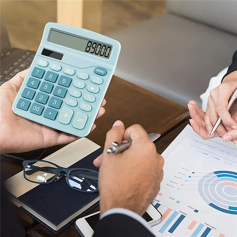 Calcolatrice elettronica a 12 cifre Calcolatrice solare Calcolatrice a doppia potenza Calcolatrice da tavolo finanziaria di base per ufficio