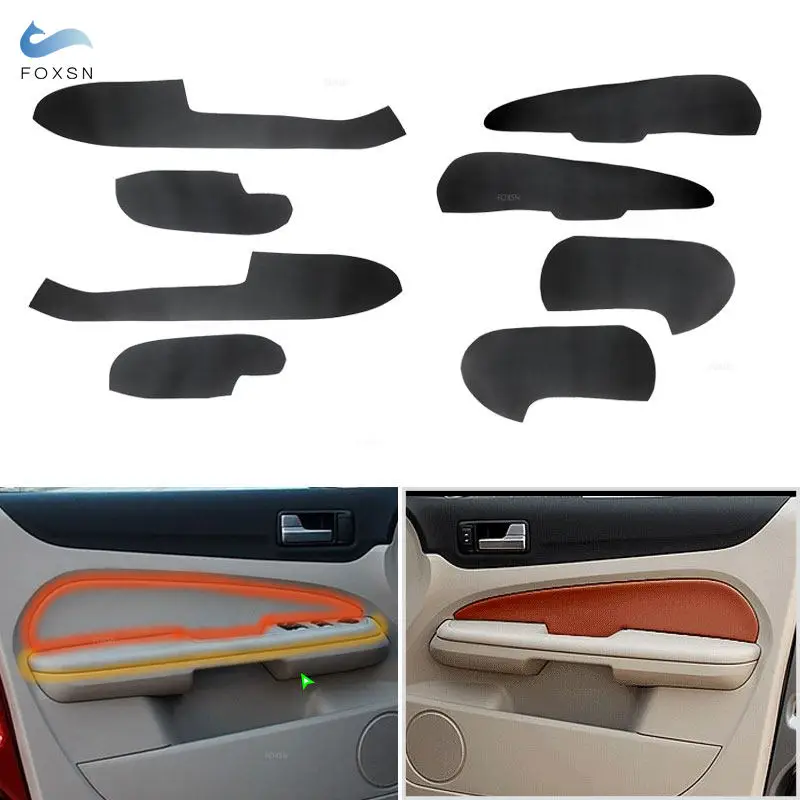 

For Ford Focus 2005 2006 2007 2008 4pcs Car Interior Door Handle Armrest / Doors Panel Microfiber Leather Cover Decor