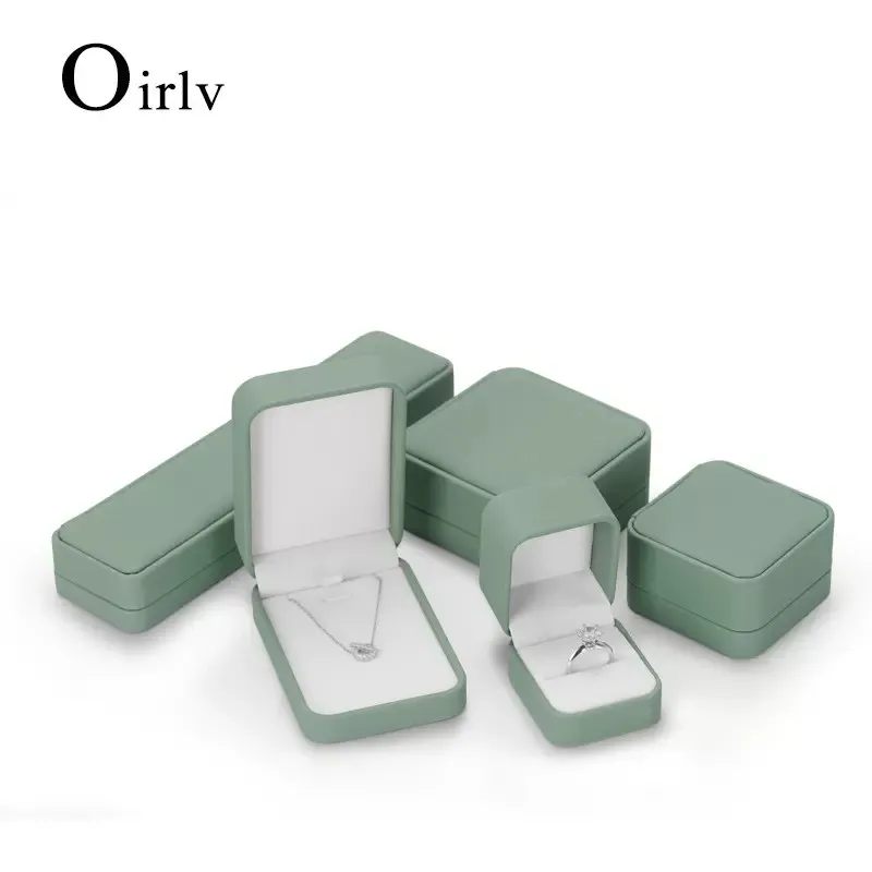 

Oirlv Green Leather Jewelry Organizer Wedding Ring Box Pendant Bracelet Necklace Storage Case Gift Packaging Display Box