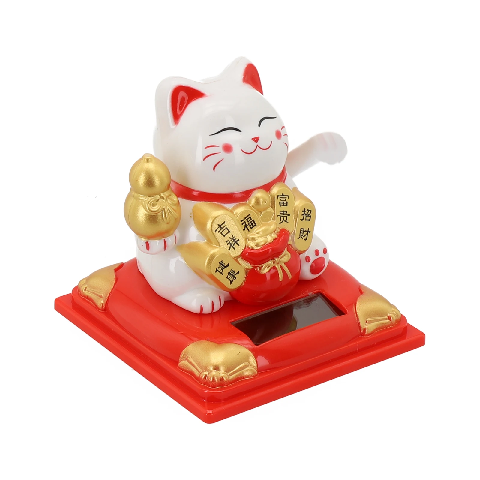 Fortunate Cat Lucky Cat 3.15 Inches 8.3*8.1*8.1cm Bonsai Decoration Car Decor Plastic Solar Waving Beckoning Cat