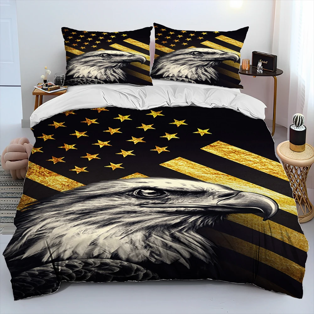 3D Printed Eagle Hawk Cartoon Comforter Bedding Set,Duvet Cover Bed Set Quilt Cover Pillowcase,King Queen Size Bedding Set Adult