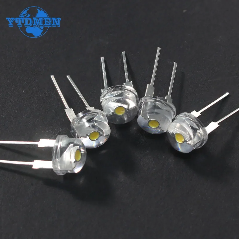 10-50 SZTUK Słomkowy kapelusz Led 8mm Niebieski Zielony Czerwony Żółty Biały Ciepły Biały LED Super Jasna Dioda elektroluminescencyjna F8 0.3W 0.5W 0.75W