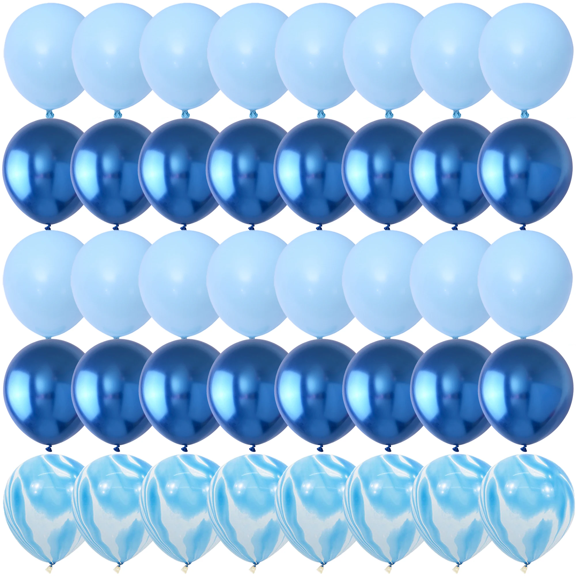 40PCS Blue Agate Metal Blue Blue Balloons Gender Reveal Wedding Valentine's Day Baby Shower Birthday Globos Party Decorations