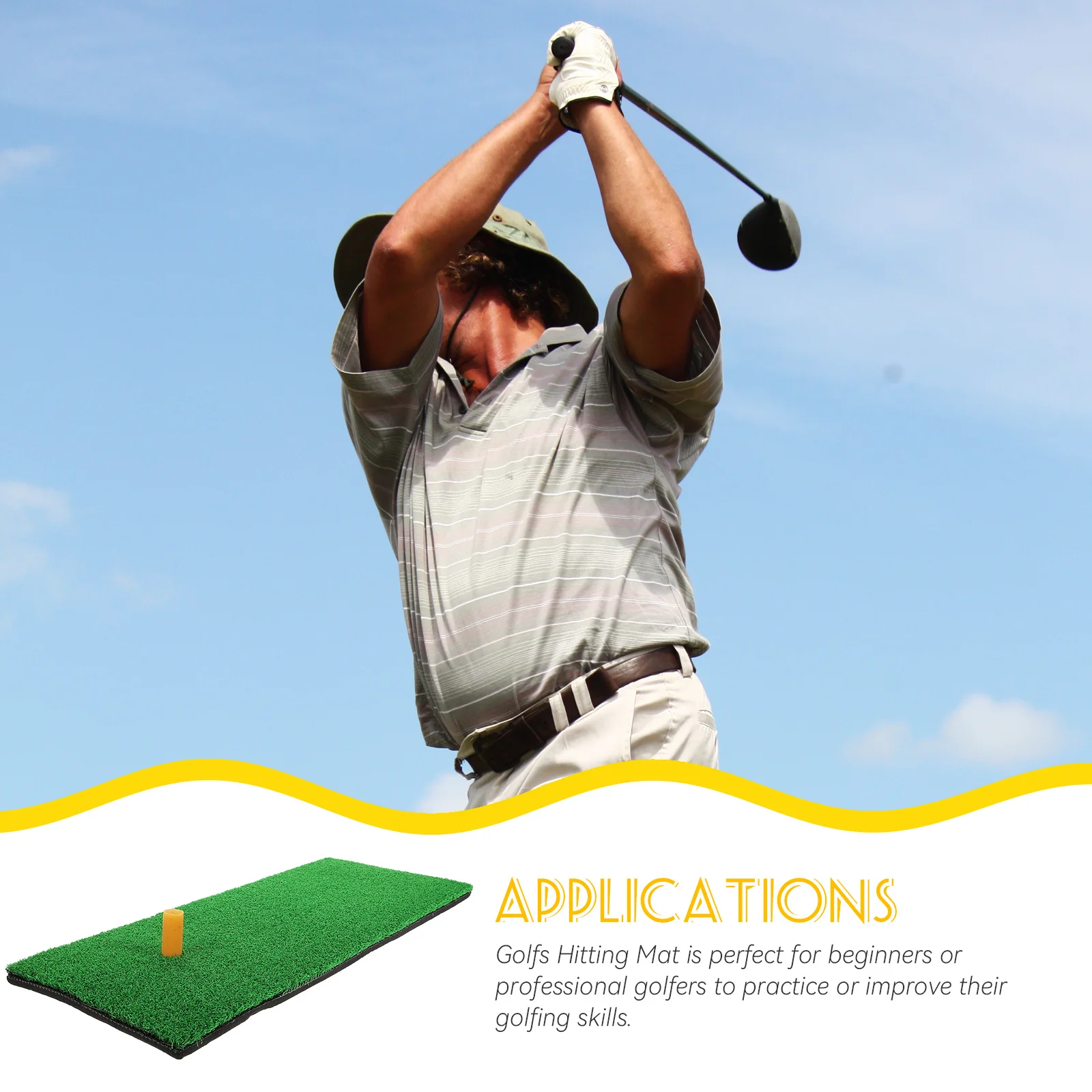 

1Set Golf Hitting Pad Real Turf Feel All Weather Practice Mat for Golf Swing Training Putting Chipping Drills Golfs Shot Mat