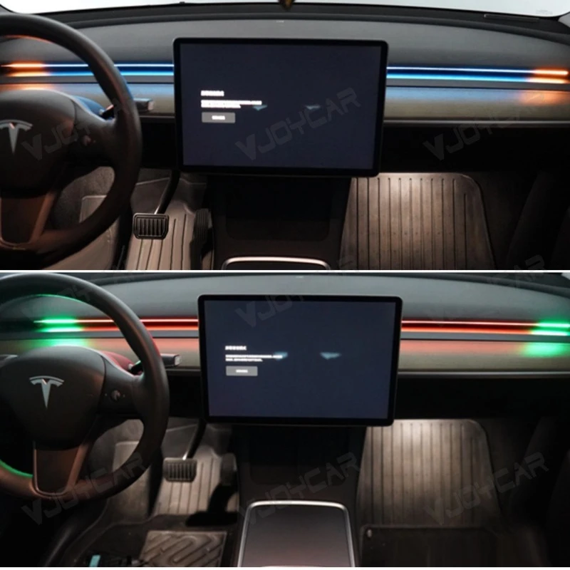 

Для Tesla Model 3 Model Y Juniper 2021-2025 Up RGB светодиодный окружающий свет, атмосферное внутреннее освещение, аксессуары для декоративной лампы