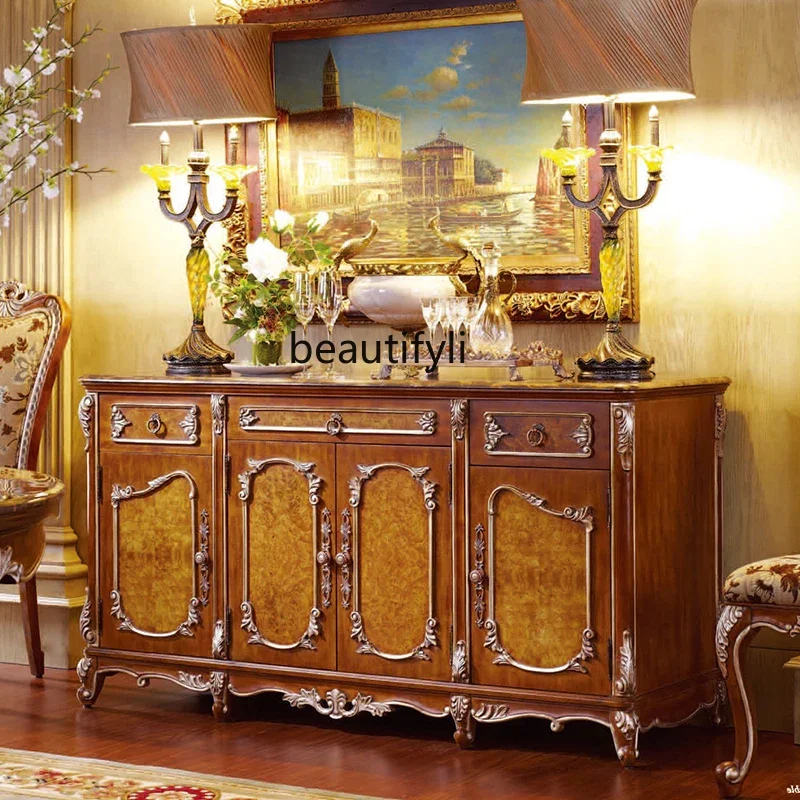 

European pure solid wood dining side cabinet American household storage cabinet old cupboard designer furniture customization