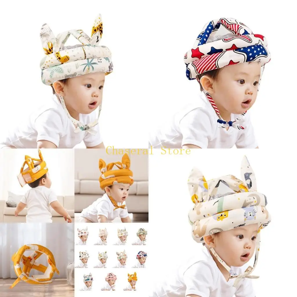 E7CE Cotton & Sponge Baby Helmets Baby Head Safety Caps for Safe Walking Adventures