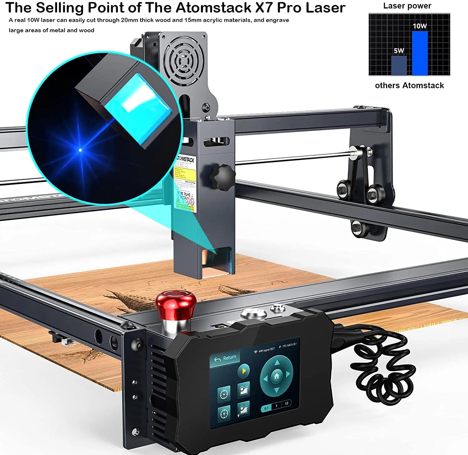 ATOMSTACK X7 Pro 50W Laser Engraver Ingravor Cutter 10W Output Power CNC Laser Marking Cutting Machine DIY For Wood Metal Glass