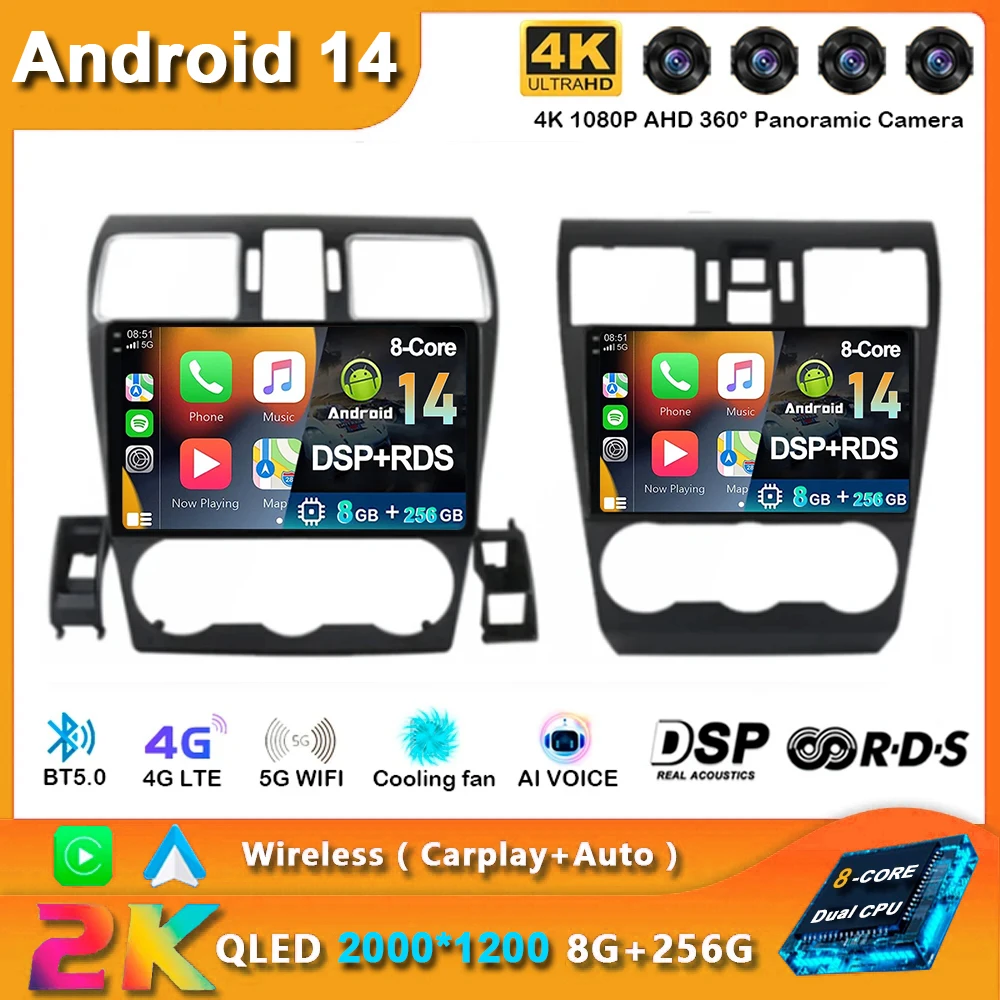 

Android 14 Car Radio Auto Carplay For Subaru Forester XV WRX 2012- 2015 Navigation GPS Multimedia Player WiFi+4G Stereo 2 DIN BT