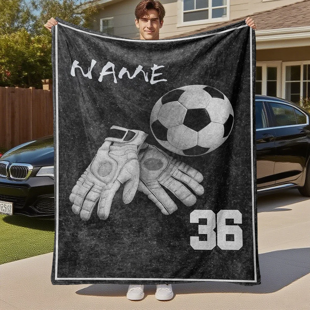 Customize Personalized Fleece Blanket with a Goalkeeper Theme Featuring Custom Text, Suitable for Commemorative Gifts And Versat