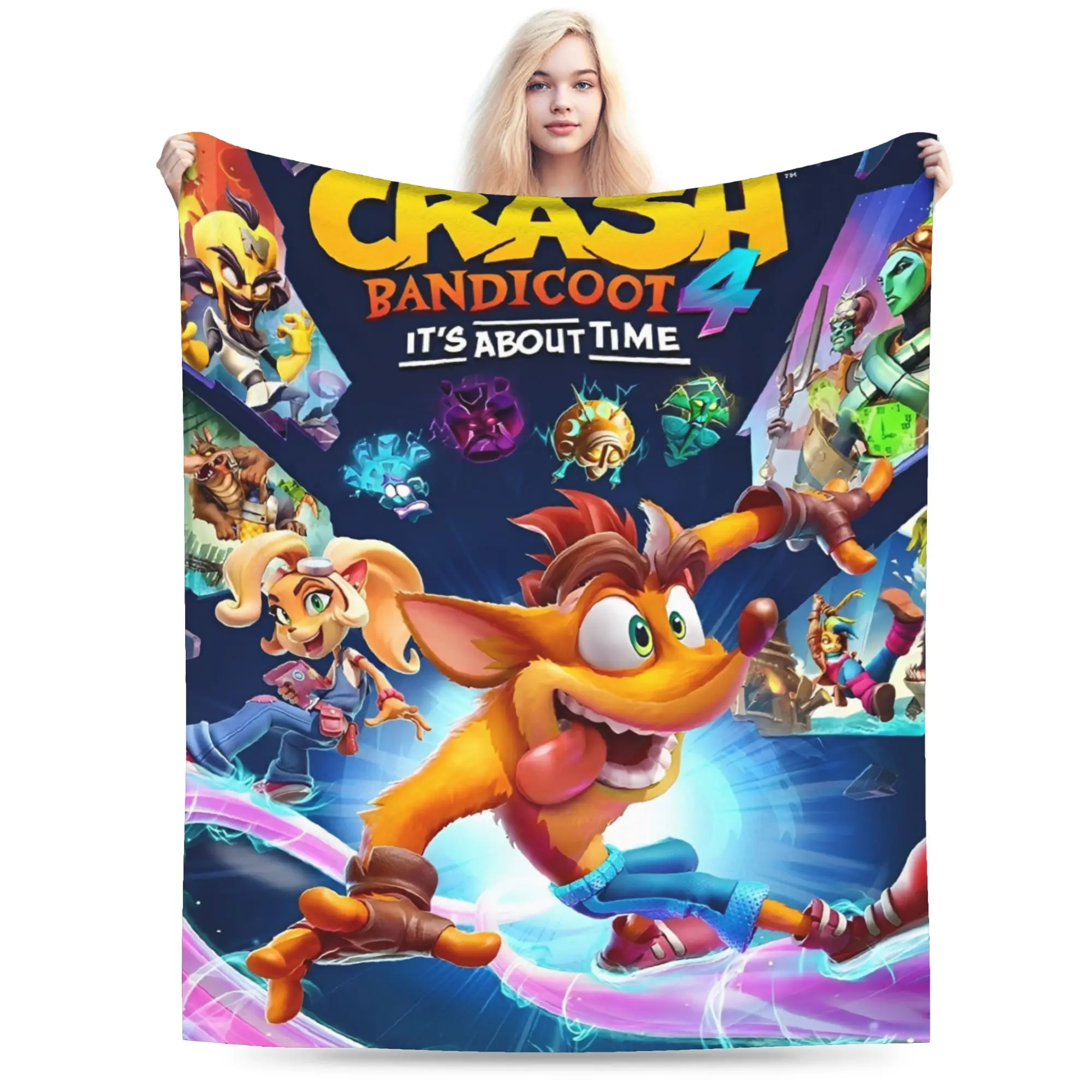 New Crashs Bandicoots Cartoon Blankets Soft Fleece Video Game Relax Throw Blankets Machine Washable