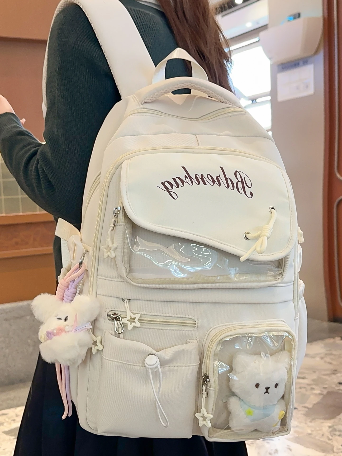 large-capacity-school-bag-for-girls-high-aesthetic-dual-shoulder-backpack-reduction-load-primary-and-junior-high-school-students