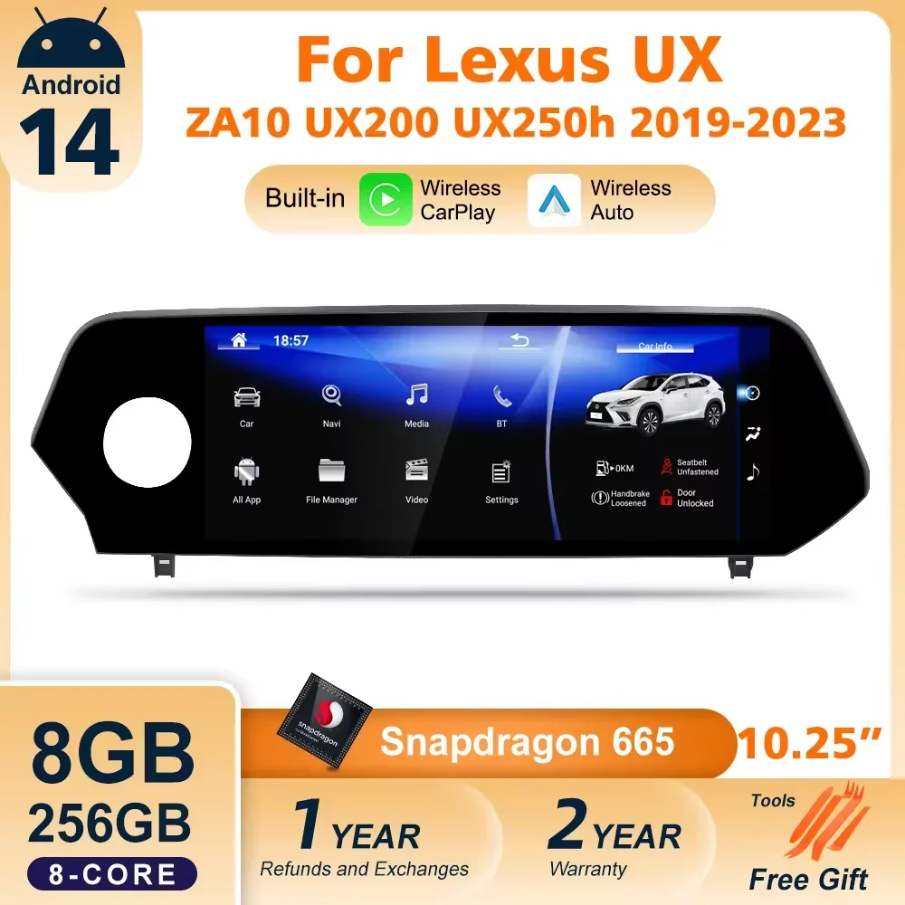 For Lexus UX UX200 UX250h 2019-2023 Car Multimedia Player Radio Screen Qualcomm Carplay DSP Android Auto Navigation Autoradio 