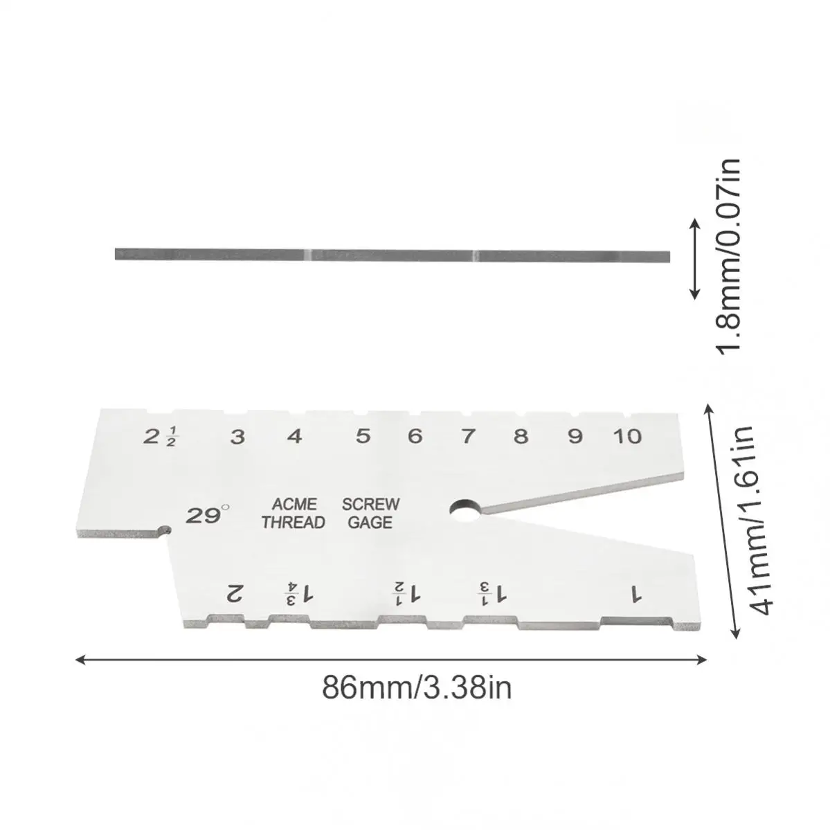 Acme Screw Thread Gage Angle Gauge Template 30/ 29 Degree Thread Gauge Screw Angle Template Gage Inspection Tool Stainless Steel