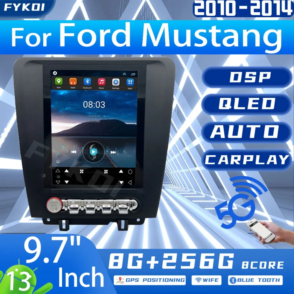 FYKOI Car Radio For Ford Mustang 2010-2014 Automotive Multimedia Carplay Android Auto Bluetooth 4G DSP GPS Navigation Stereo