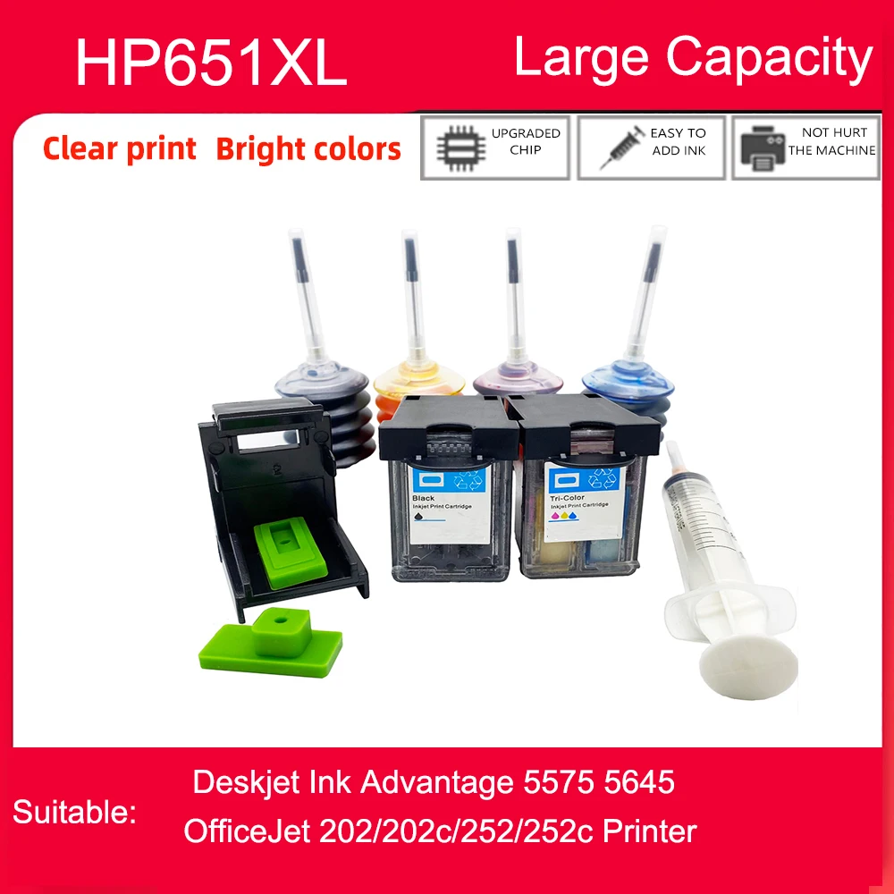 

einkshop Compatible 651XL Ink Cartridge for Deskjet Ink Advantage 5575 5645 OfficeJet 202/202c/252/252c For HP 651 cartridge