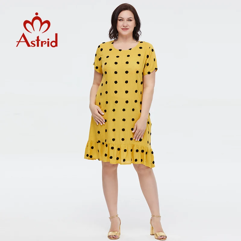 Astrid Women's Summer Dress 2023 Elegant Ruffle Dress Long  Cotton Oversize Polka Dot Embroidery Design Pocket New In Dresses