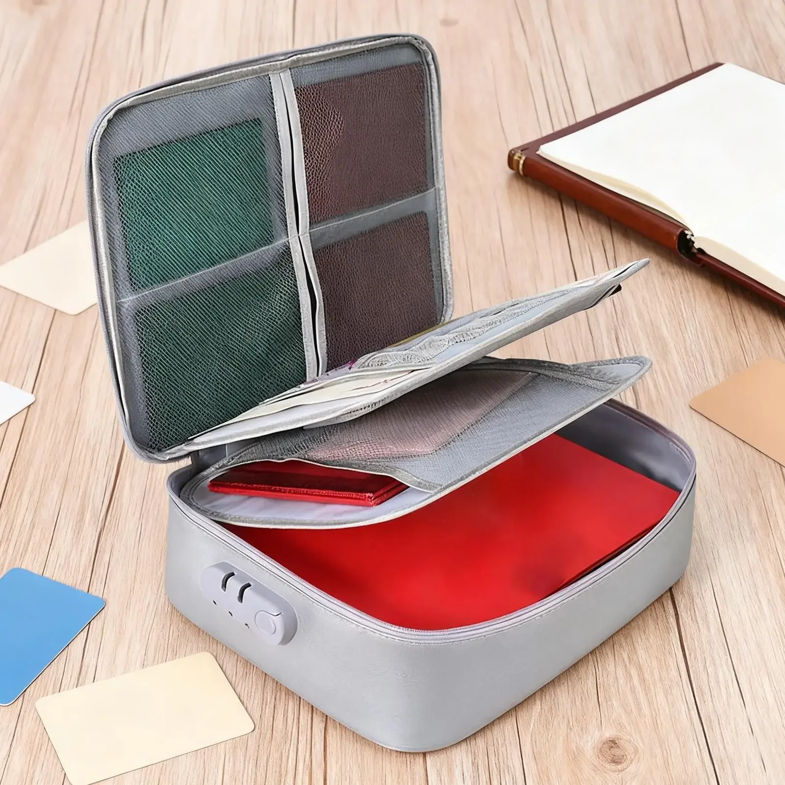 Fireproof Document Box 1200C Heat Insulated Safe Storage Case Fireproof Safe Box for Archive Passport Certificates Laptop