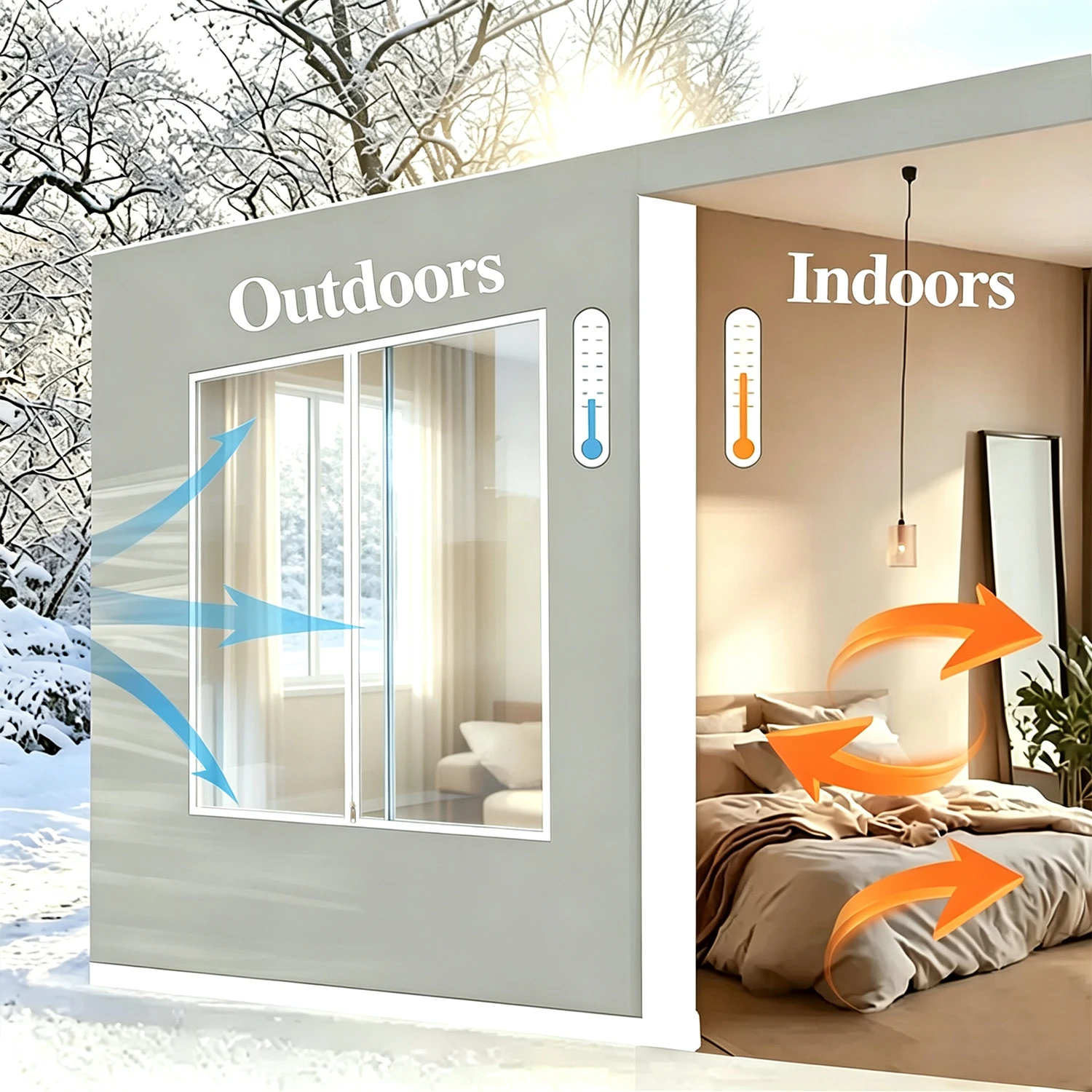 Winter Thermal Insulated Window Curtain Drill‑Free Self‑Adhesive Sealed Cover Wind‑Proof Cold‑Blocking Window Heat Insulation