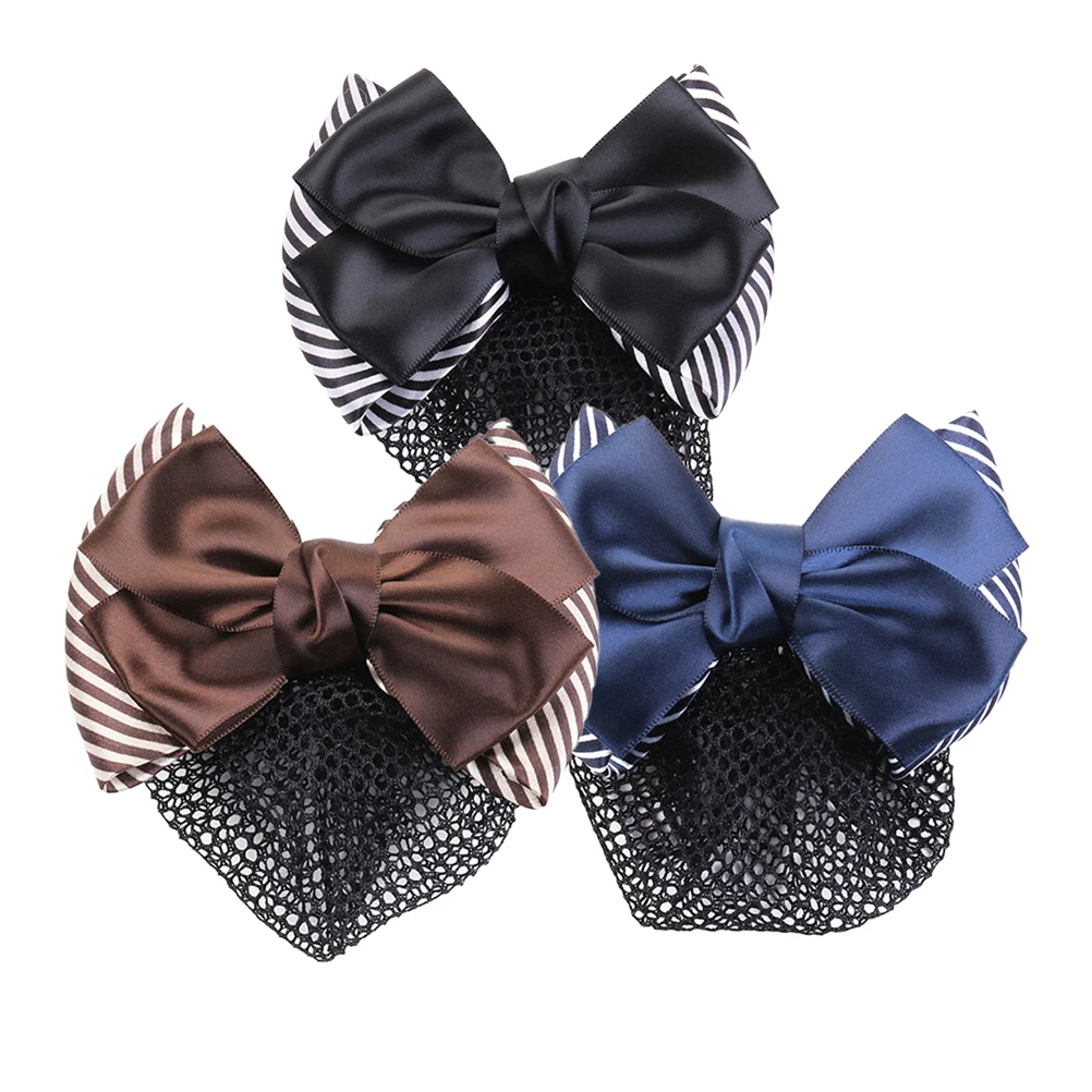 

Bowknot Snood Net Hair Clip Durable Gauze Alloy Headdress Work Party Hairstyle Accessories Bank Clerk Bun Cover